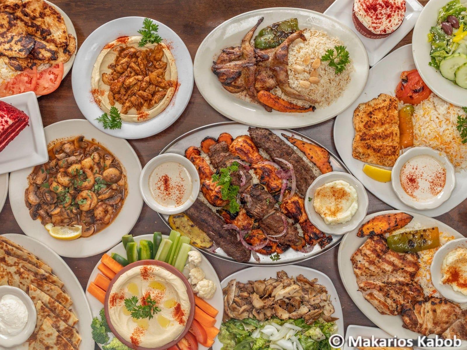 Mediterranean catering spread from Ranch House Makarios Family Restaurant in Vestavia Hills, AL