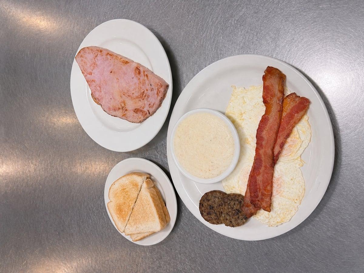 Meat Lover's Breakfast served at Ranch House Makarios Family Restaurant in Vestavia Hills